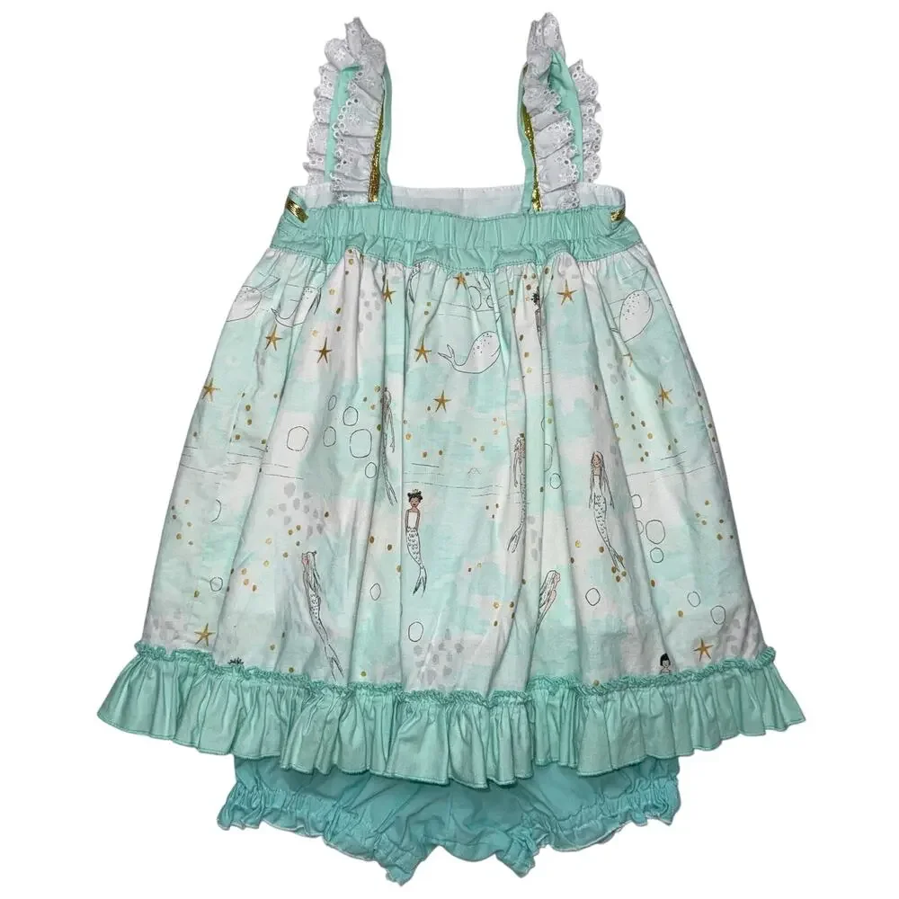 Boutique Mermaid set 3T blue and gold